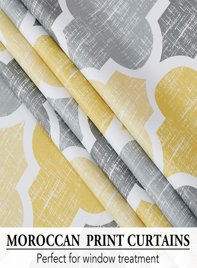 Beauoop 100% Blackout Curtains 96 Inches Long 2 Panels for Bedroom Living Room Yellow Grey Moroccan Geo Room Darkening Thermal Insulated Soundproof Grommet Top Window Treatments Drapes, 50x95 Set of 2 - Image 5